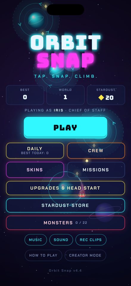 Orbit Snap home screen